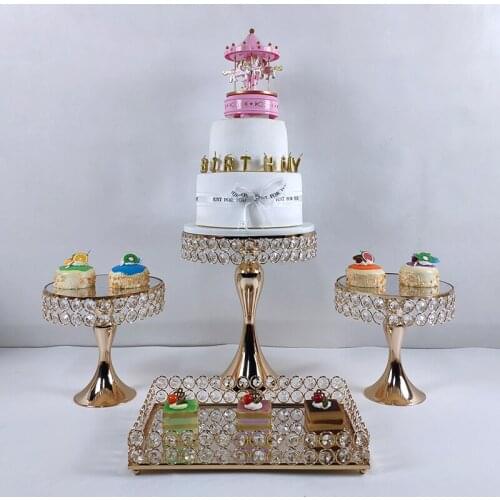4-5pcs High-quality Cake Stand Set gold Crystal Metal Cupcake decorations Dessert Pedestal Party Wedding cake rack