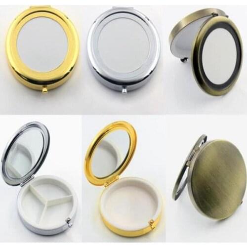 7cm Metal Round Pill Boxes Holder 3 Compartment Medicine Case Container Small Hearth Makeup Storage Organizer