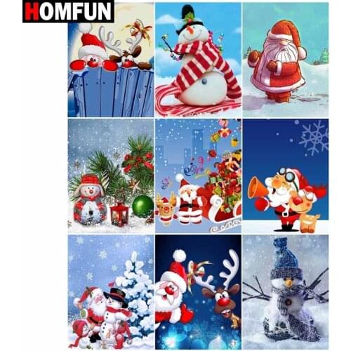 HOMFUN Diamond Painting Full Square/Round Diamond "Christmas snowman" Pattern Embroidery Cross Stitch 5D Rhinestone Painting