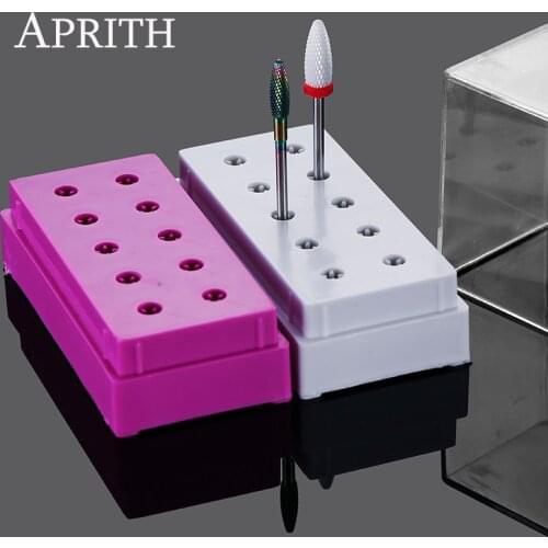 APRITH 2 Color Nail Drill Holder Nail Manicure For Machine Accessory 10 Holes Exhibition Displayer Nail Salon Tool