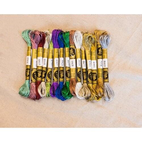B 100colors choose Metallic Cross Stitch Thread Shiny Effect Embroidery Threads DIY Decor Hand Knitting Crafts Floss Sewing