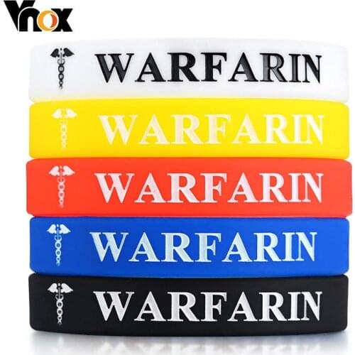 Vnox 5pcs/ Set Medical Band For Women Men Bracelet Silicone Bangle WARFARIN Emergency Reminder Men Jewelry