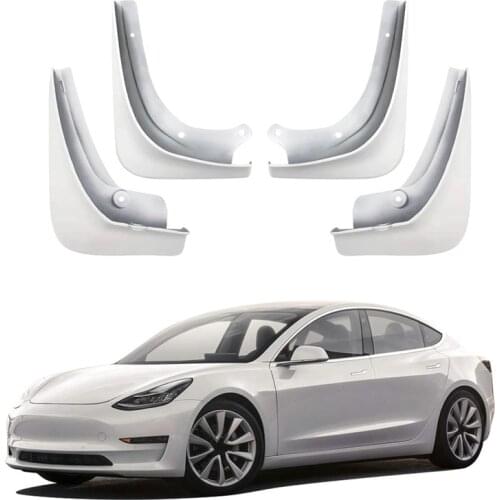 Mud Flaps for Tesla Model 3 Splash Guards Mud Flap Fender Mudguards Pack Of 4 Painted Gloss White