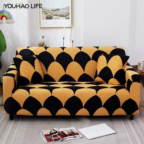 Printed Sofa Cover For Living Room,Chaise Longue,Anti-Skid Stain Resistant Washable,Good Stretch,Suitable 1-4 Seater Couches