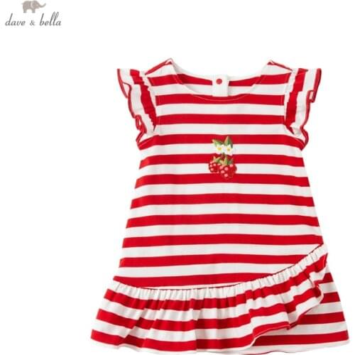 DBS17216 dave bella summer baby girls cute floral striped dress children fashion party dress kids infant lolita clothes