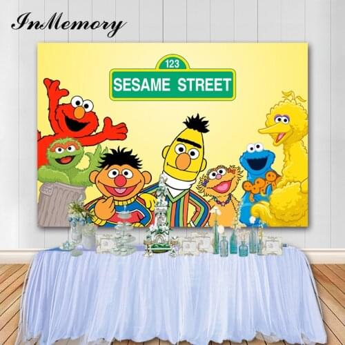 InMemory Childrens Birthday Photoshoot Backdrops Sesame Street Party Decorations 1st Birthday Photography Background Photocall