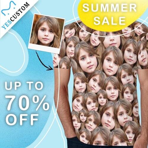 M YesCustom Daughter Photo Men All Over Print T-Shirt Birthday Gift Personalized Customize Pet My Face Photo for Pup Tee