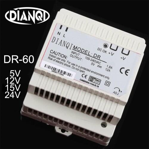 DR-60W 12V 24V 15V 48V Din Rail switching power supply ac-dc driver voltage regulator power suply DR-60-12 DR-60-24 60-48