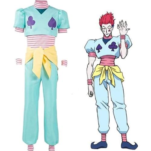 Anime Hunter x Hunter Hisoka Costumes Halloween Hisoka Cosplay Shirt Pants Wigs Uniforms Full Sets Outfit For Women Mens