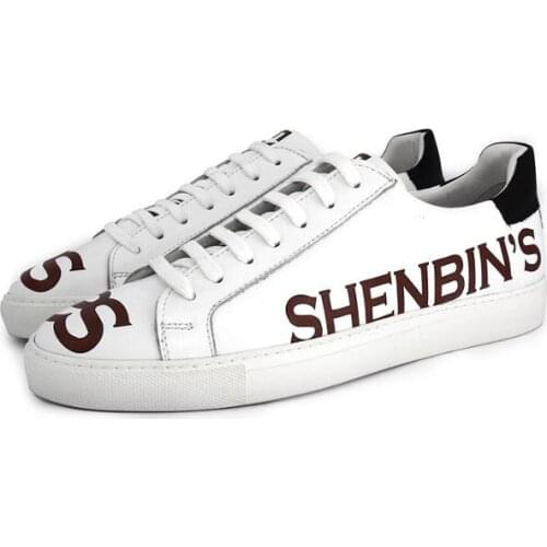 SHENBINs Red Brand Logo Sneakers, Shenbins Handmade Sport Shoes