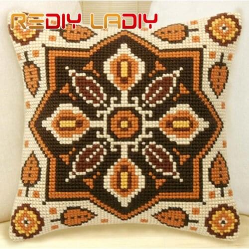 Cross Stitch Cushion Cover Mandala Throw Pillows 100% Acrylic Yarn Pillow Case Chunky Cross-Stitch Kits Home Decor Arts & Crafts
