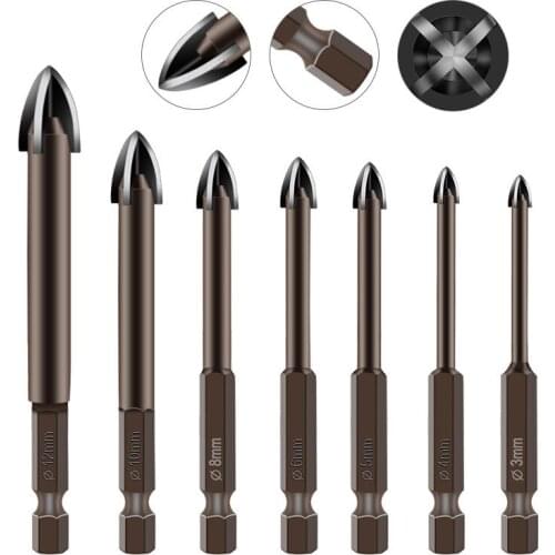 Cross Hex Tile Bits Glass Ceramic Concrete Hole Opener Alloy Triangle Drill Size 3/4/5/6/8/10/12mm drill bits Glass Bits