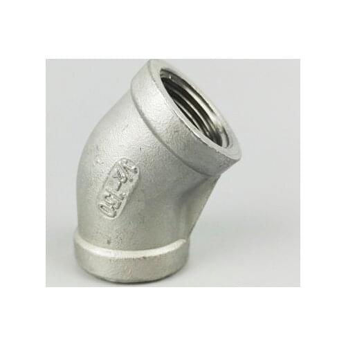 L Type 304 Stainless Steel 45 Degree Angle Pipe Fitting Elbow Connector 1/2" Female BSP Thread for Water Fuel Gas Tube