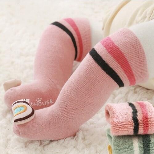 Baby Winter Cotton Anti Slip Knee High Socks Kid Child Toddler Newborn Infant Boy Girl Warm Terry Thick Thermal Animal Long Sock