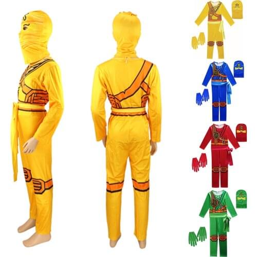 Hot Sell Ninjago Cosplay Costumes Boy Jumpsuits Sets Halloween Carnival Christmas Party Clothes Ninja Superhero Streetwear Suits