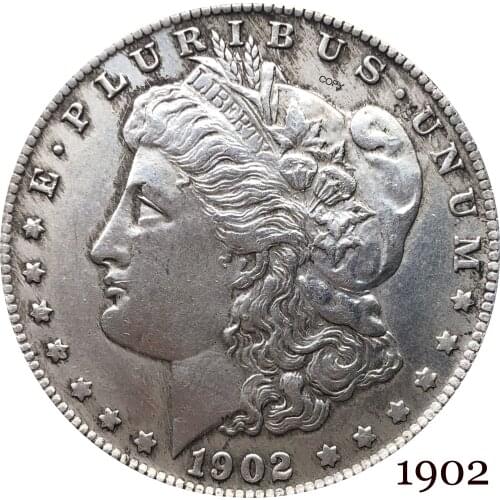 United States Of America 1902 Morgan One Dollar US Coin Liberty Cupronickel Silver Plated In God We Trust Copy Coin