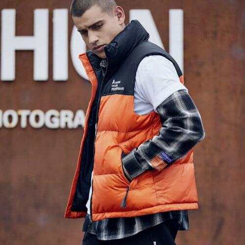 Mens Outdoor Casual Loose Sleeveless Parkas Winter Thick Warm Cotton Padded Jacket Vest Male Color Block Stand Collar Waistcoat