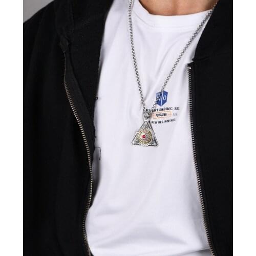 New real S925 Silver Jewelry Vintage Vajra Pendant for Man and Woman Chinese Zodiac Triangle Necklace Pendant