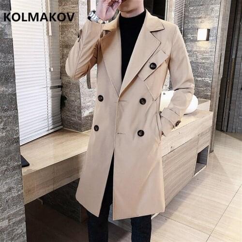 KOLMAKOV 2019 New style Mens Business Jacket High Quality Men trench Coat Slim Fit Men Casual Windbreaker Dress Coat