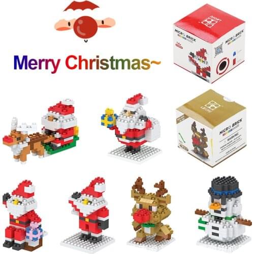 New Arrival Christmas Santa Claus Building Blocks Toys Snowman Figure Bear Stocking Mini Bricks Toys For Children Christmas Gift