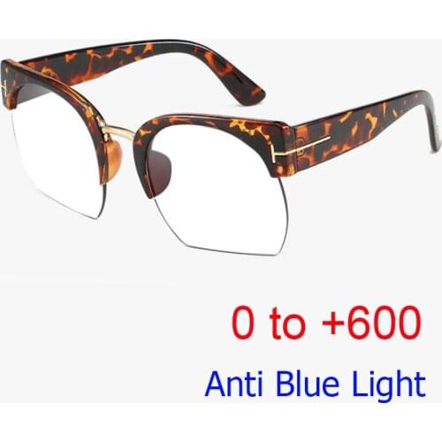 Blue Light Blocking Glasses For Hyperopia Oversized Half Frame Prescription Glasses 0 TO +6.0 Diopters Brand Reading Eyeglasses