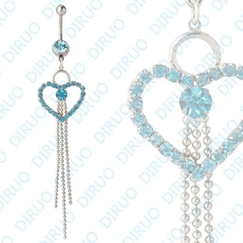 Wholesale Bigger Heart Long tassel Dangle Ring Navel Ring Belly Ring Body Piercing Jewelry