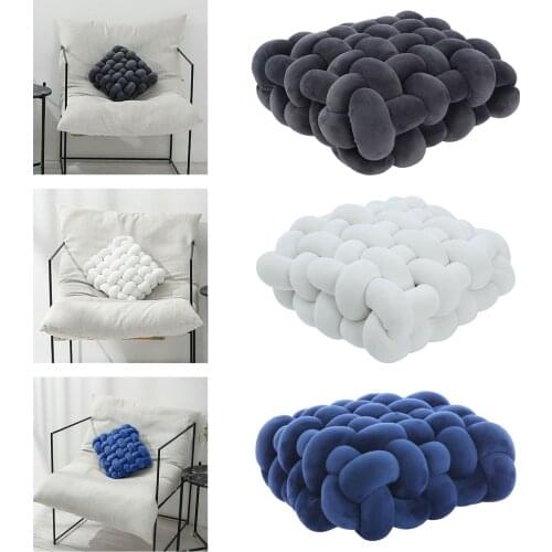 Plush Knot Cushion Sofa Pillow Throw Pillow Knotted Decorative Weaving Handmade Cotton Full-filling Decor for Living Room
