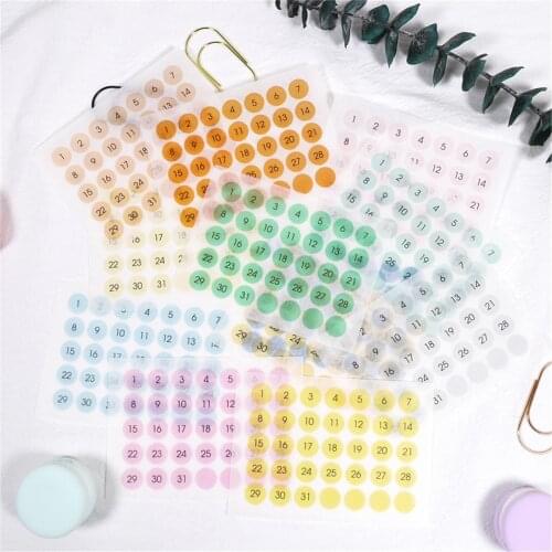 Translucent color round label sticker 2021 annual agenda planner diary diary sticker 365 days sticker learning stationery