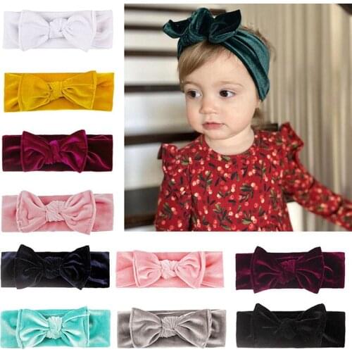 Soft Velvet Baby Girls Headband Bowknot Warm Baby Hairband Solid Color Newborn Infant Hair Band Headwear Baby Hair Accessories