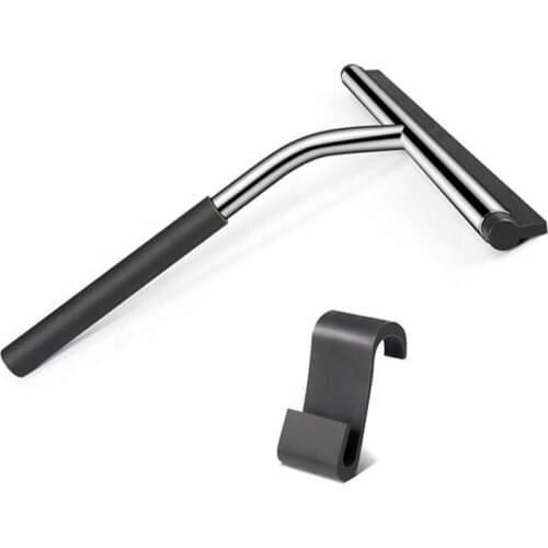 Shower Scraper Window Glass Wiper Cleaner with Silicone Blade and Bracket Hook for Bathroom Kitchen Car Glass Cleaning