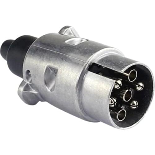 Durable 7 Pin Aluminium Alloy Plug Trailer Truck Towing Electrics 12V Connector EU Plug