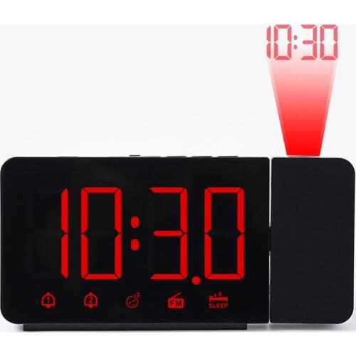 FM Broadcast Alarm Clock Projection Timer Dual-Alarm Waking Machine Backlight Temperature Calendar