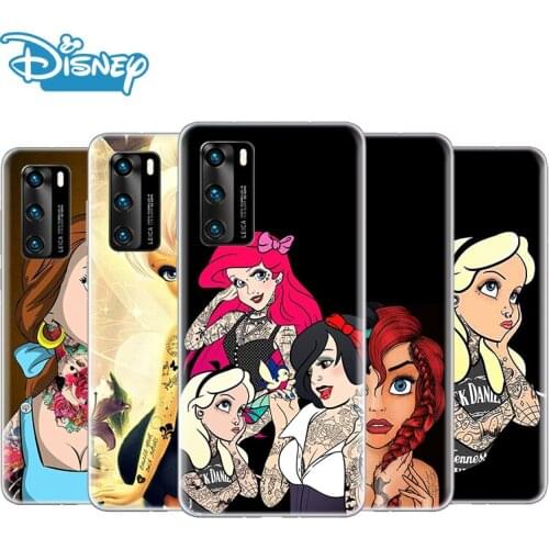 Transparent Cover Disney Princess Tattoo For Huawei P50 P40 P30 P20 P10 P9 P8 Lite Pro Plus mini 2019 2017 Phone Case