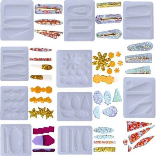 DIY Hair Ornaments Barrettes Hair Clips Silicone Mold For UV Epoxy Resin Diy Jewelry Making Tools Geometric Patterns