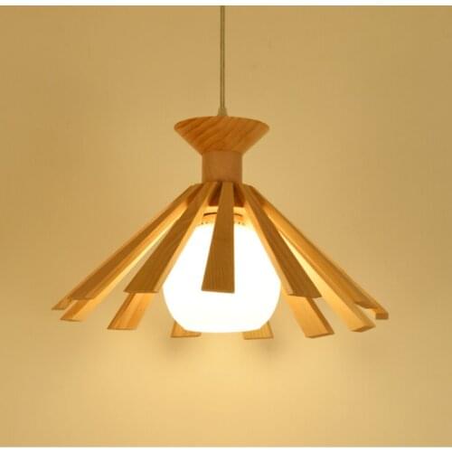 Nordic Simple E27 Wood Pendant Light For Dining Room Living Room Decoration Hanging Lamp Bar Kitchen Suspension Lighting Fixture