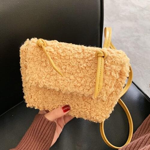 Girls Shoulder Bag Winter Small Crossbody Bags For Women 2020 Artificial Lamb Hair Purse And Handbag Ladies Bag Warm Fur Packs