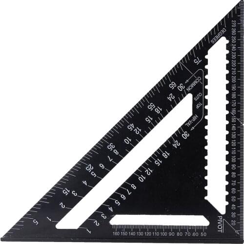 Angle Ruler 12 inch Metric Aluminum Alloy Triangular Measuring Ruler Woodwork Speed Square Triangle Angle Protractor Measuring