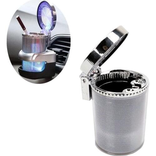 Universal Car Ashtray with LED Light Portable Smokeless Auto Multifunction Garbage Storage Cup Automotive Interior Suppliers
