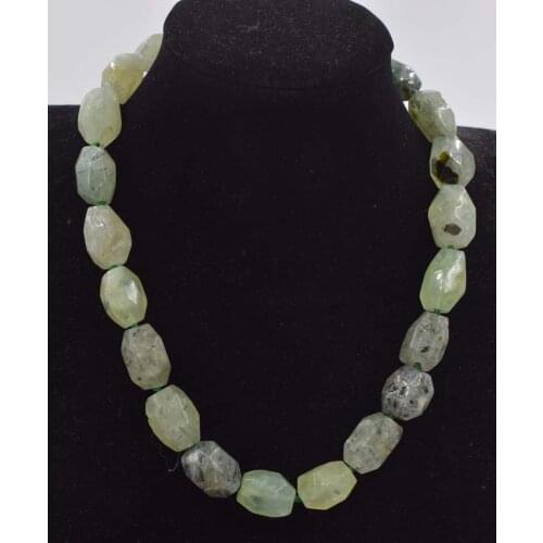 Green prehnite 12*18mm faceted baroque necklace 18inch wholesale beads nature FPPJ woman 2017