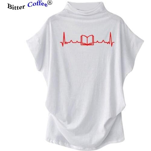 NEW Fashion Book Heartbeat Print Women Tshirt Short Batwing Sleeve Casual Funny Tee Shirt Femme Harajuku T Shirt Women Tops