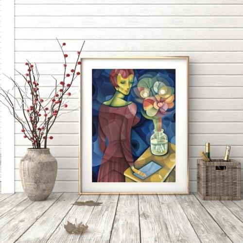 Cubism Woman Portrait Wall Art Canvas Painting Posters Designer Wall Pictures Prints For Gallery Wall Decoration