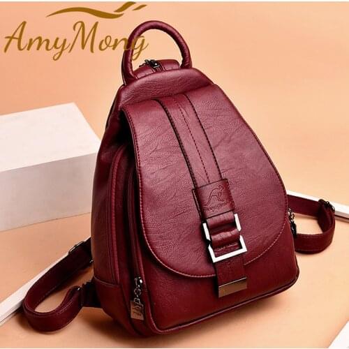 New Design 3 In 1 Women Backpack High Quality Soft Genuine Leather School Shoulder Sling Bag for Teenage Girls Ladies Chest Bag