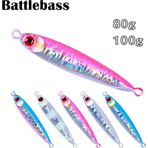 1PC Deep sea slow jigging lure seafishing casting jig artificial glow luminous bait 80g 100g Battlebass boat fishing jig lures