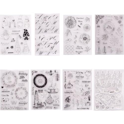 1 Pc Gnome Flower Number Silicone Clear Seal Stamp DIY Scrapbooking Embossing Photo Album Decorative Paper Card Craft
