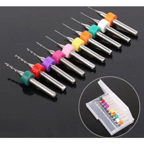 10x1/8\" 0.1-1.0mm PCB CNC Print Circuit Board Carbide Micro Drill Bits Alloy Use