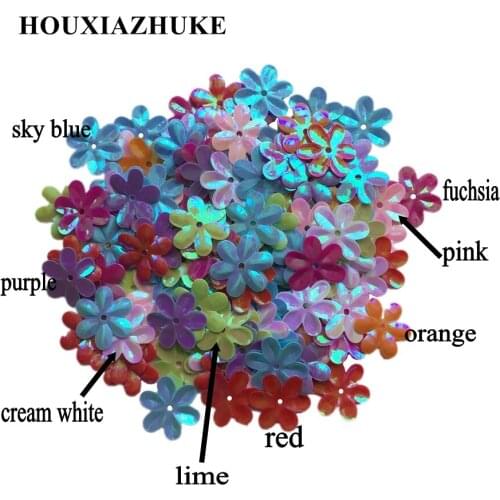 15 mm cream many colors available six petals flowers spangle sequins with hole for sewing dress decoration 1800 pcs per lot