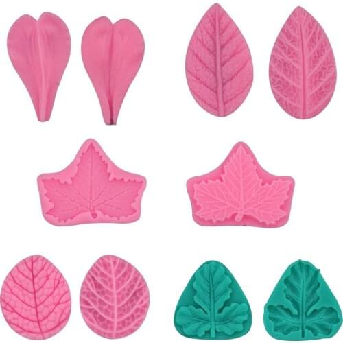 2Pcs Silicone Mold Flower Leaf Clay Making Mold Double Side Leaf Mold for Fondant Cake Decor