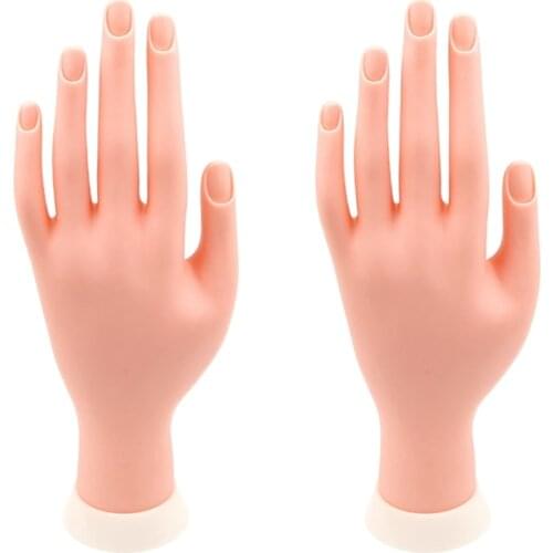2Pcs Pro Practice Nail Art Hand Soft Training Display Model Hands Flexible Prosthetic Personal Salon Manicure Tools