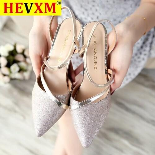 2020 Summer heel High Heels Sandals lady Pumps classics slip on Shoes sexy Women party shoes gold silver Wedding Slingbacks