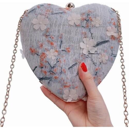 2020 women heart shoulder bags lovely lace flowers banquet clutch wallets party dinner bags for ladies drop shipping MN1467